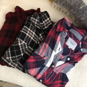 {Bundle of 3} Rails Button Down or Snap Plaid Shirts S & M